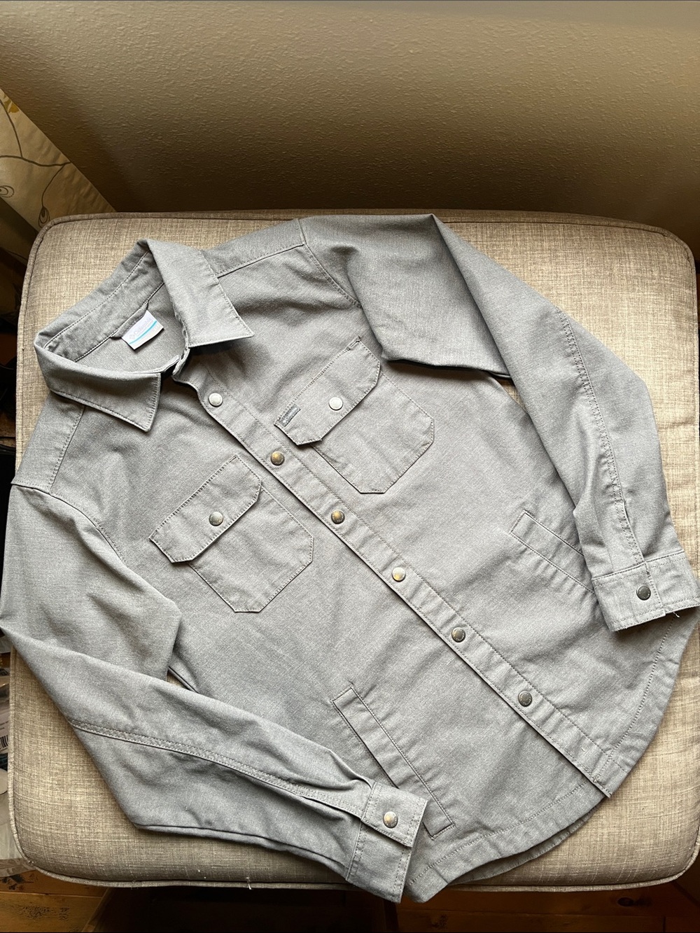 Columbia Sportswear Gray Long Sleeve Button Down Heavy Weight Shirt XXS